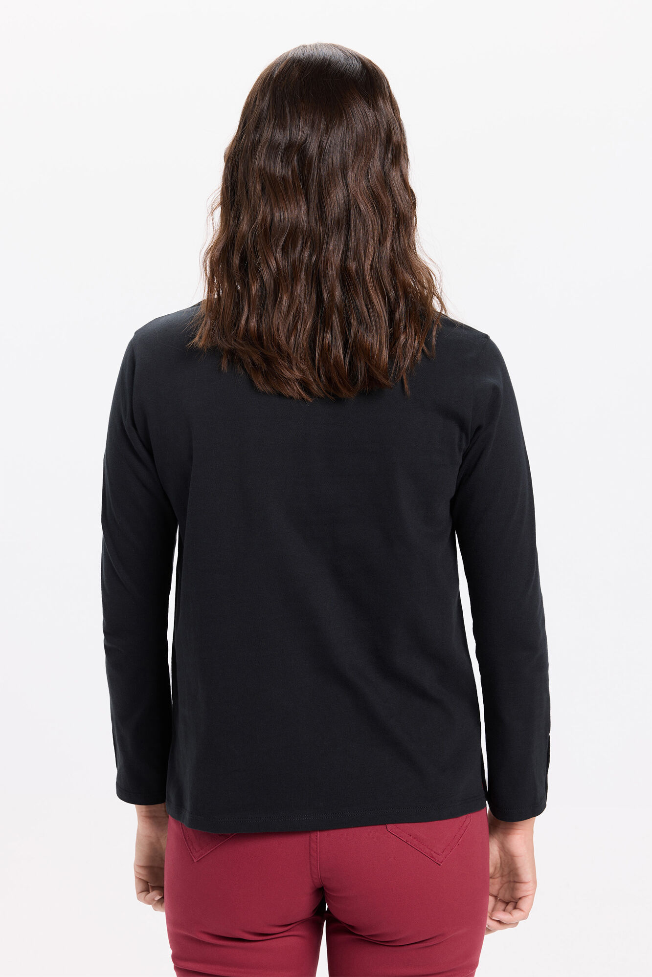 Milano Playera de algod&oacute;n con mangas francesas Negro