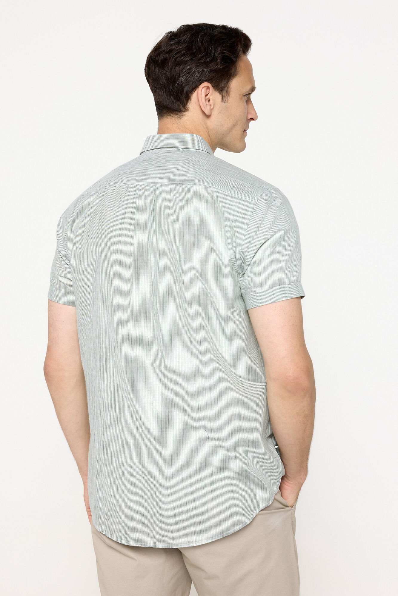 Milano Camisa sport a rayas de manga corta Verde
