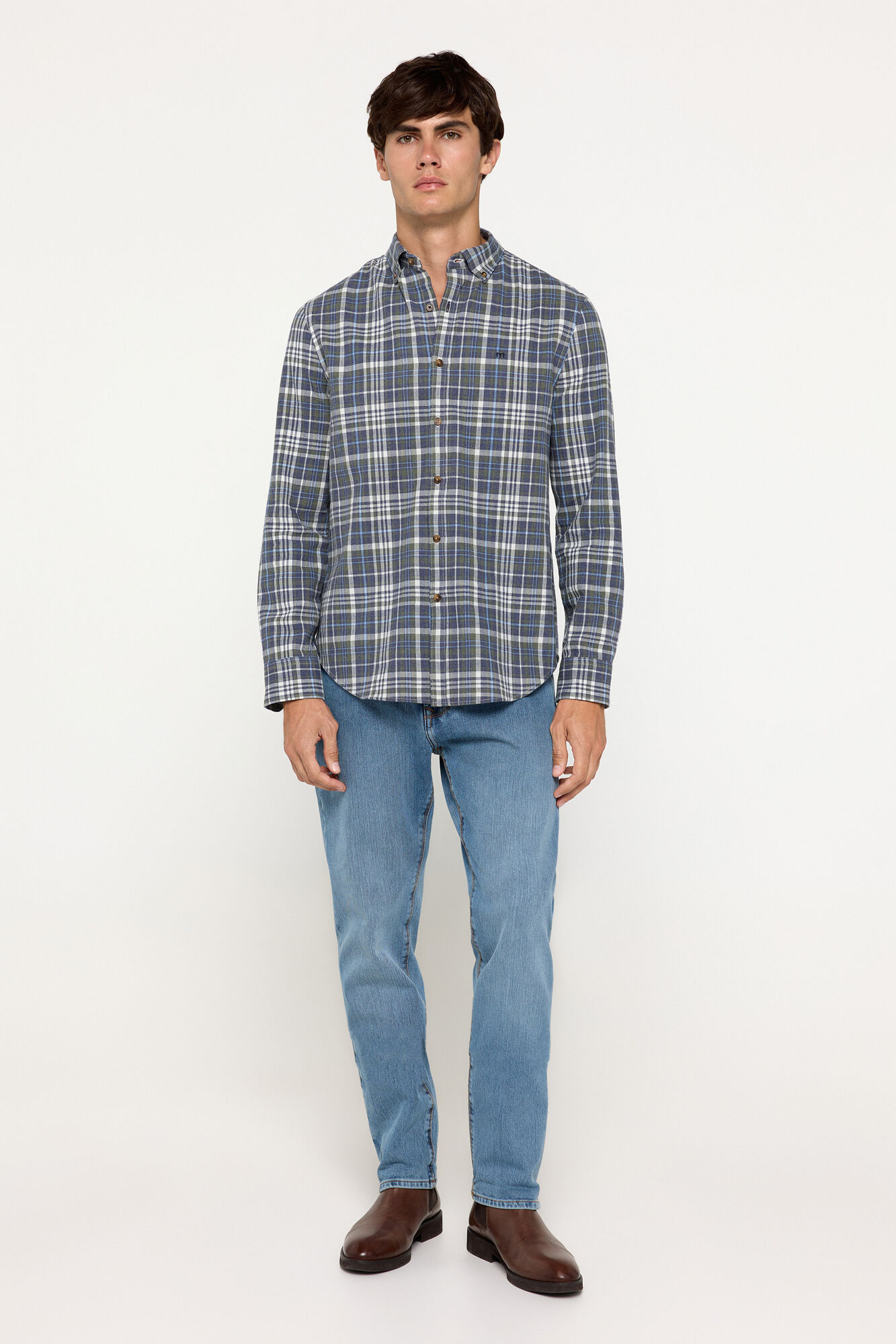 Milano Camisa Twill Cuadros Azul