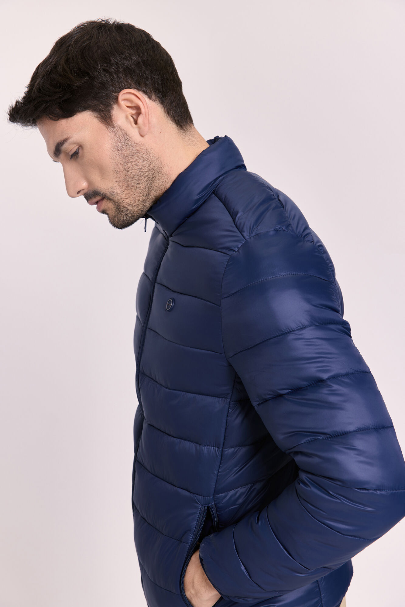 Milano Jersey b&aacute;sico cuello redondo ajustado Navy