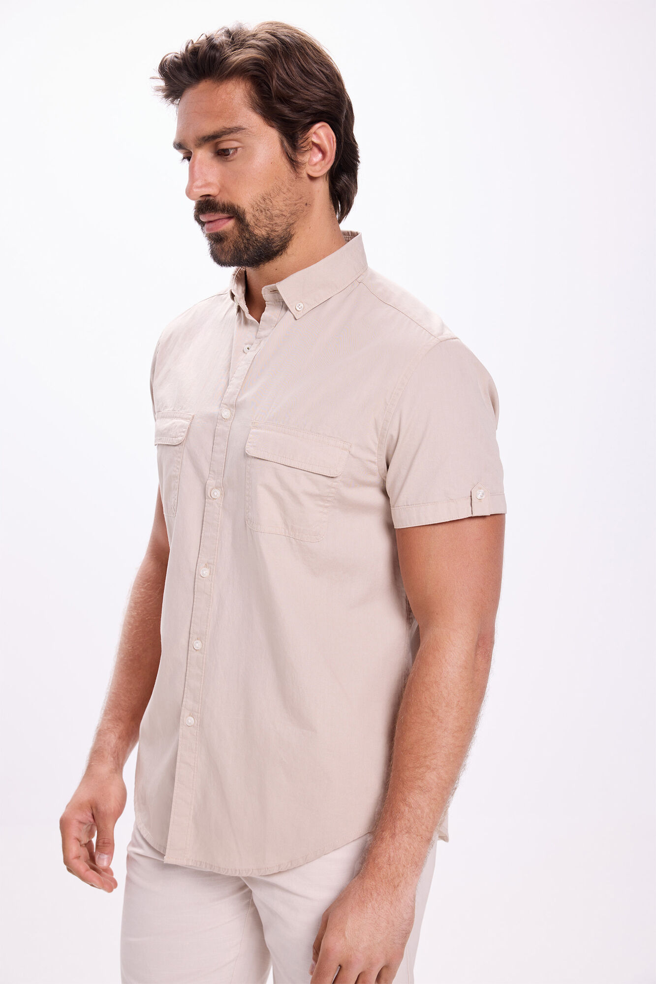 Milano Camisa de popel&iacute;n liso Beige