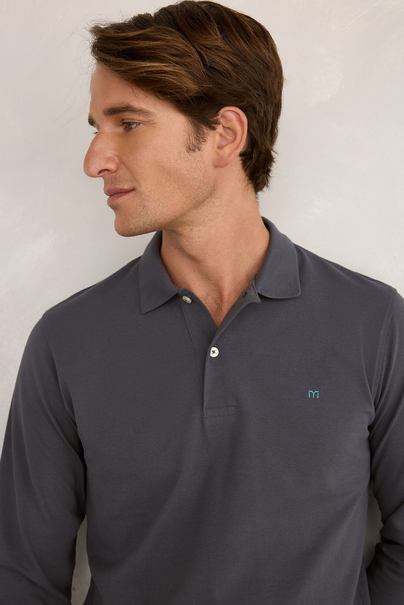 Milano Polo de rugby de manga larga Gris Oscuro