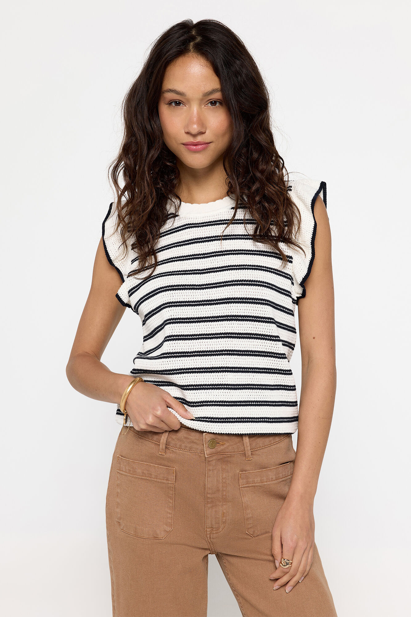 Milano Top tricot rayas Marfil