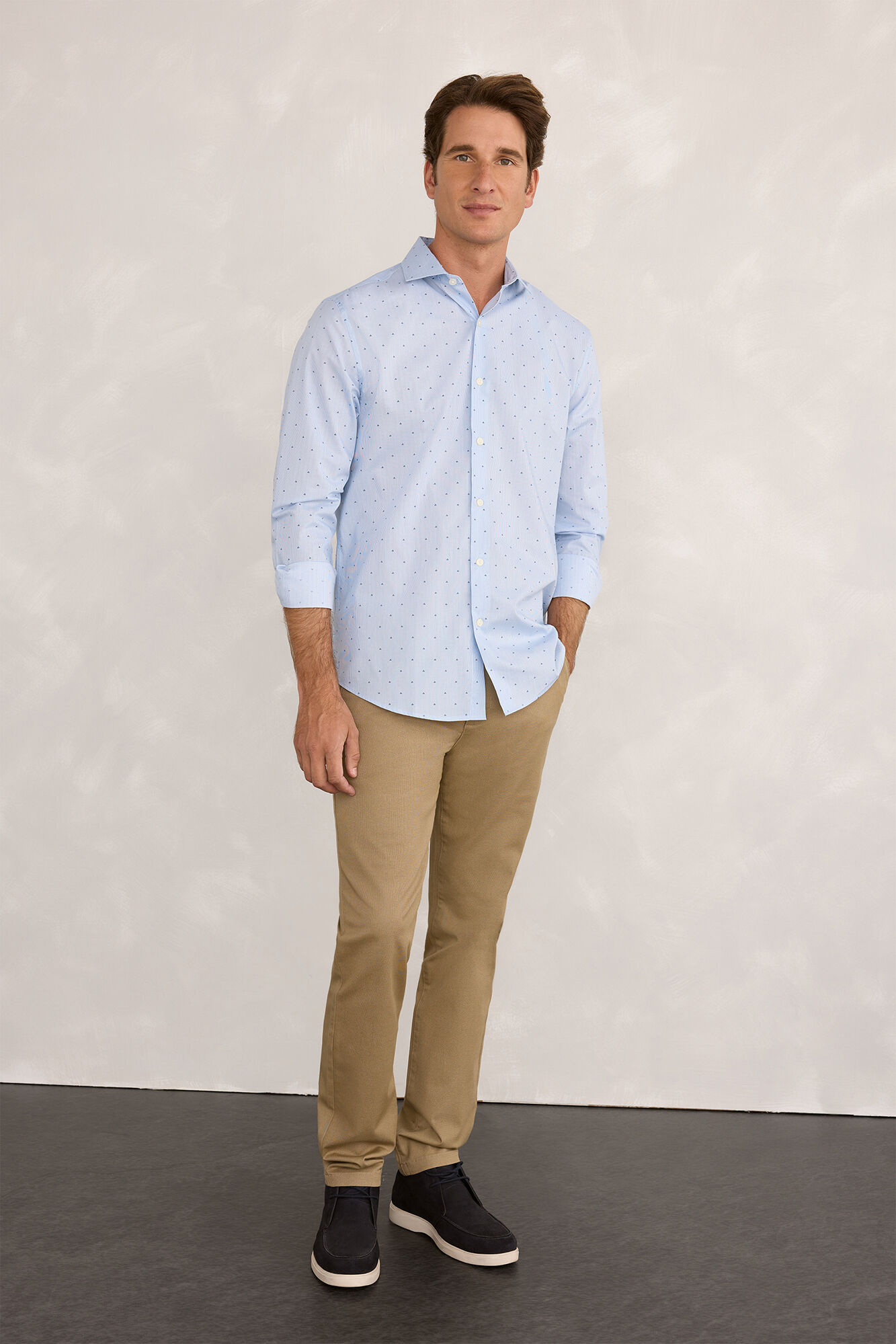 Milano Camisa de vestir de popel&iacute;n Azul