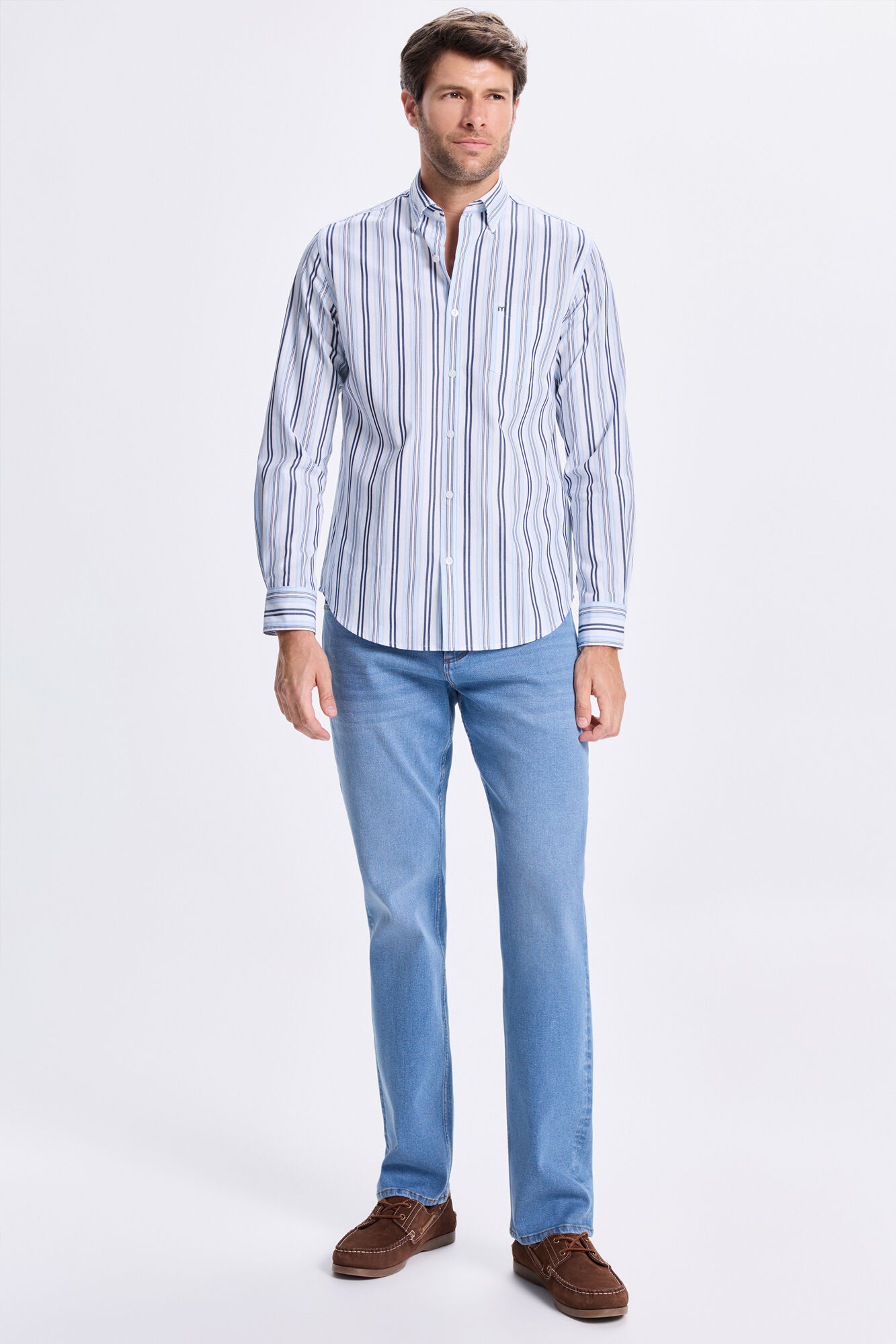 Milano Camisa de sarga a rayas Azul