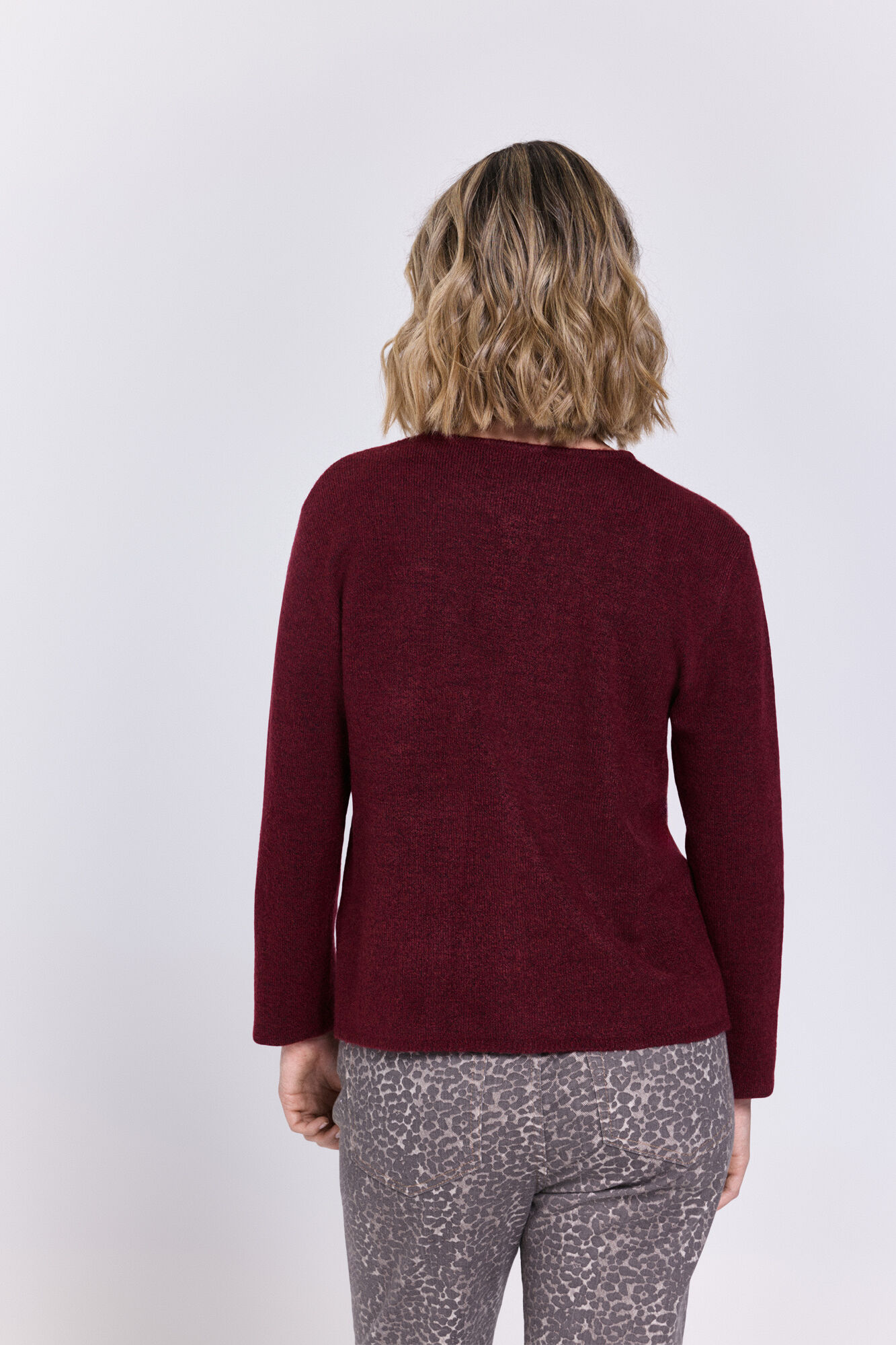 Milano C&aacute;rdigan de tejido con cierre de botones Granate