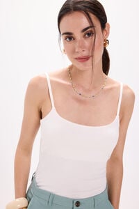 Fifty Outlet Playera elástica con tirantes estrechos Blanco