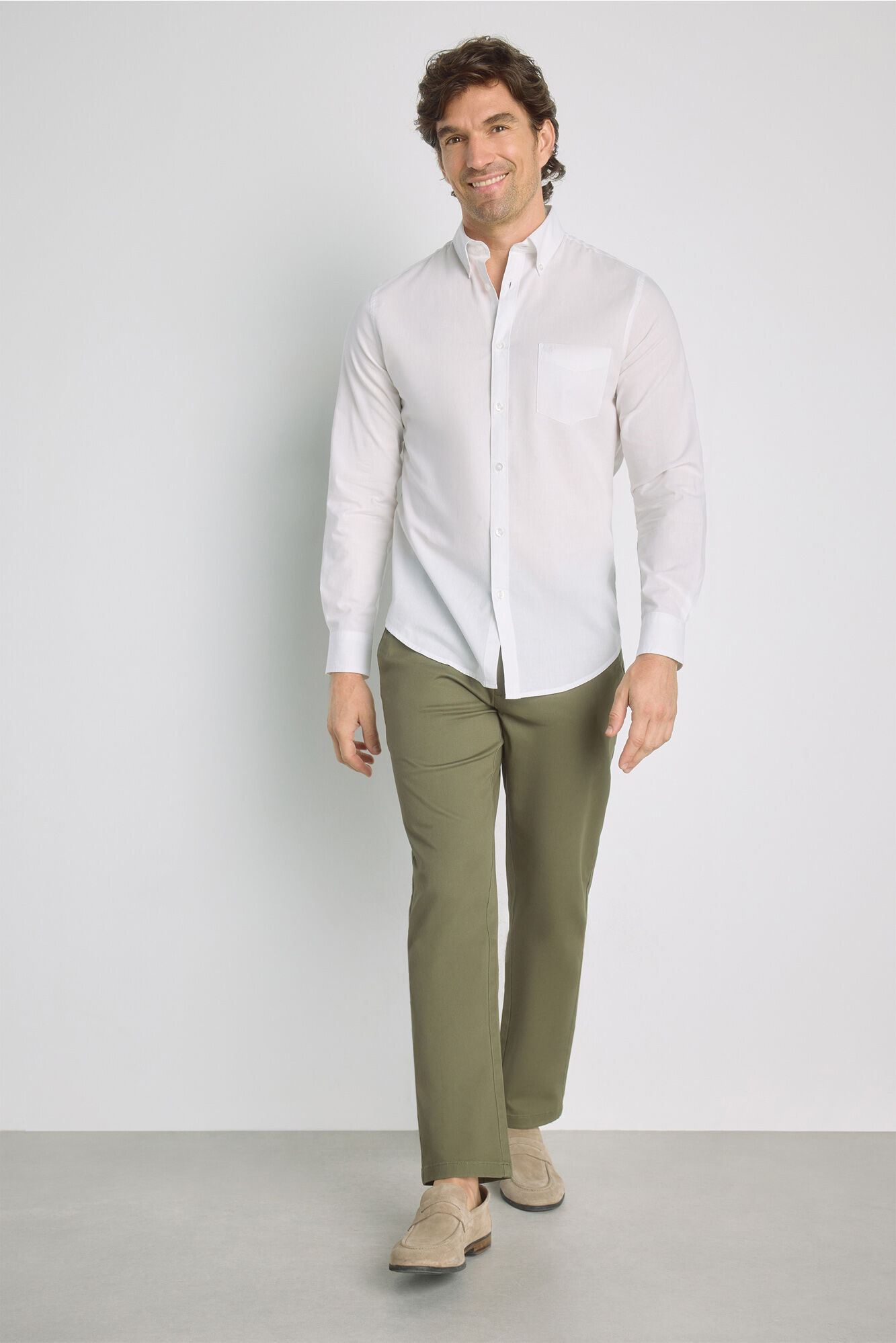 Milano Camisa lisa de manga larga Blanco