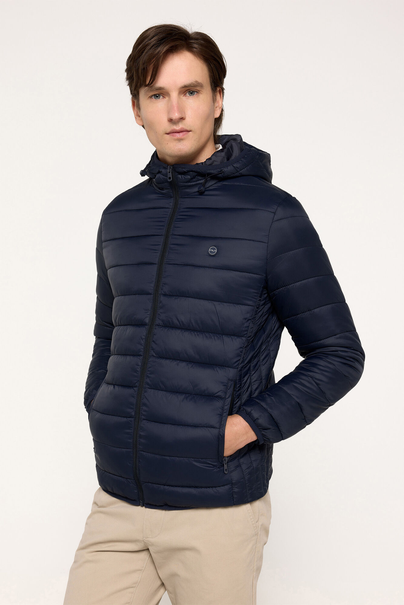Milano Chaqueta Acolchada Capucha Azul Oscuro