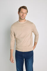 Milano Su&eacute;ter cuello redondo ajustado Beige