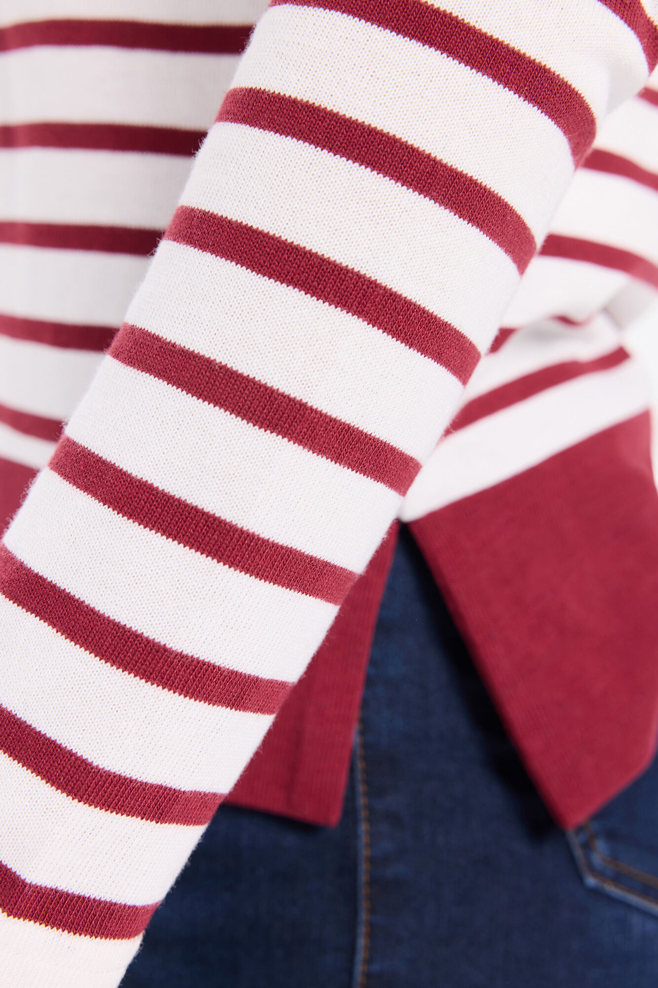 Milano playera de manga larga de algod&oacute;n grueso a rayas Granate