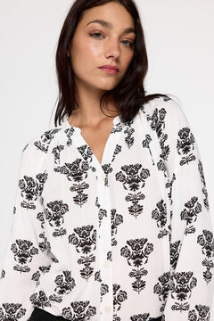 Fifty Outlet Blusa cuello pico natural