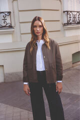 Milano Chamarra estilo barbour con cuello de pana Kaki Oscuro