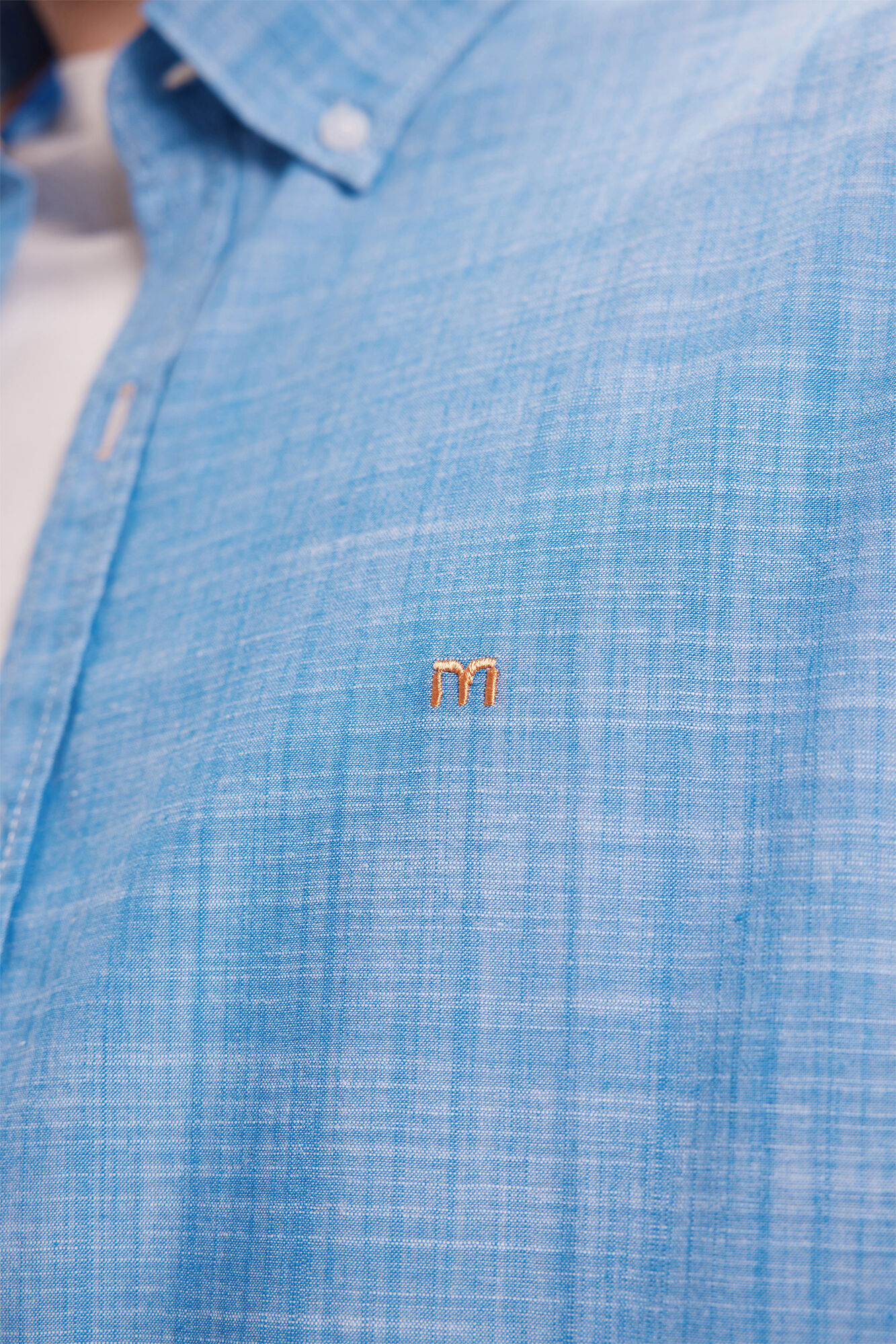 Milano Camisa Slub Lisa Azul