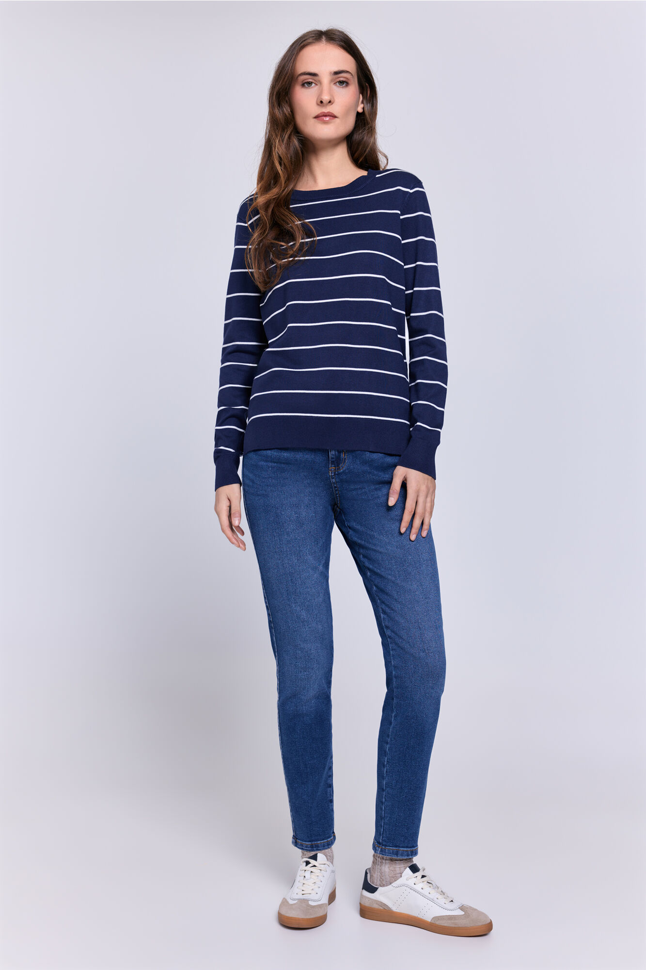 Milano Su&eacute;ter fino de rayas bicolor Azul