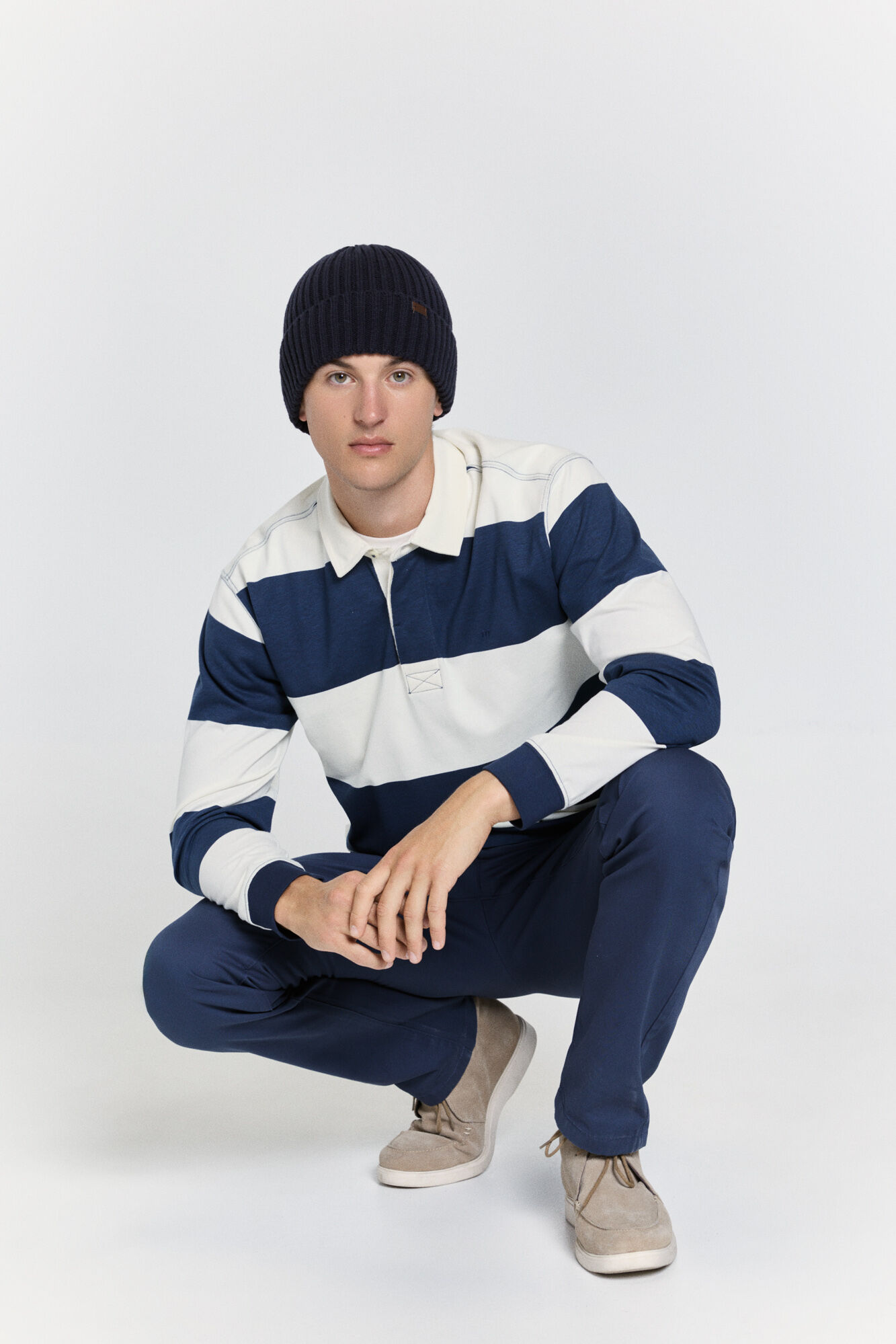 Milano Polo estilo rugby a rayas Navy