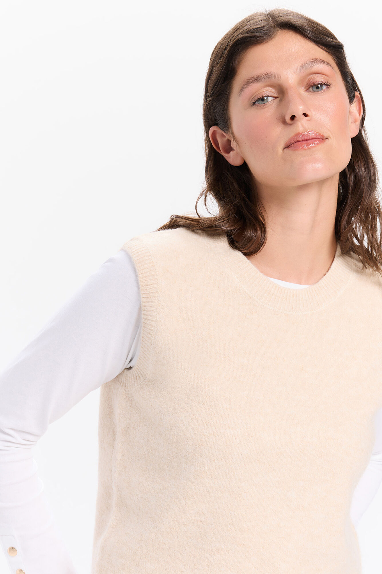 Milano Chaleco de tejido con cuello redondo ajustado