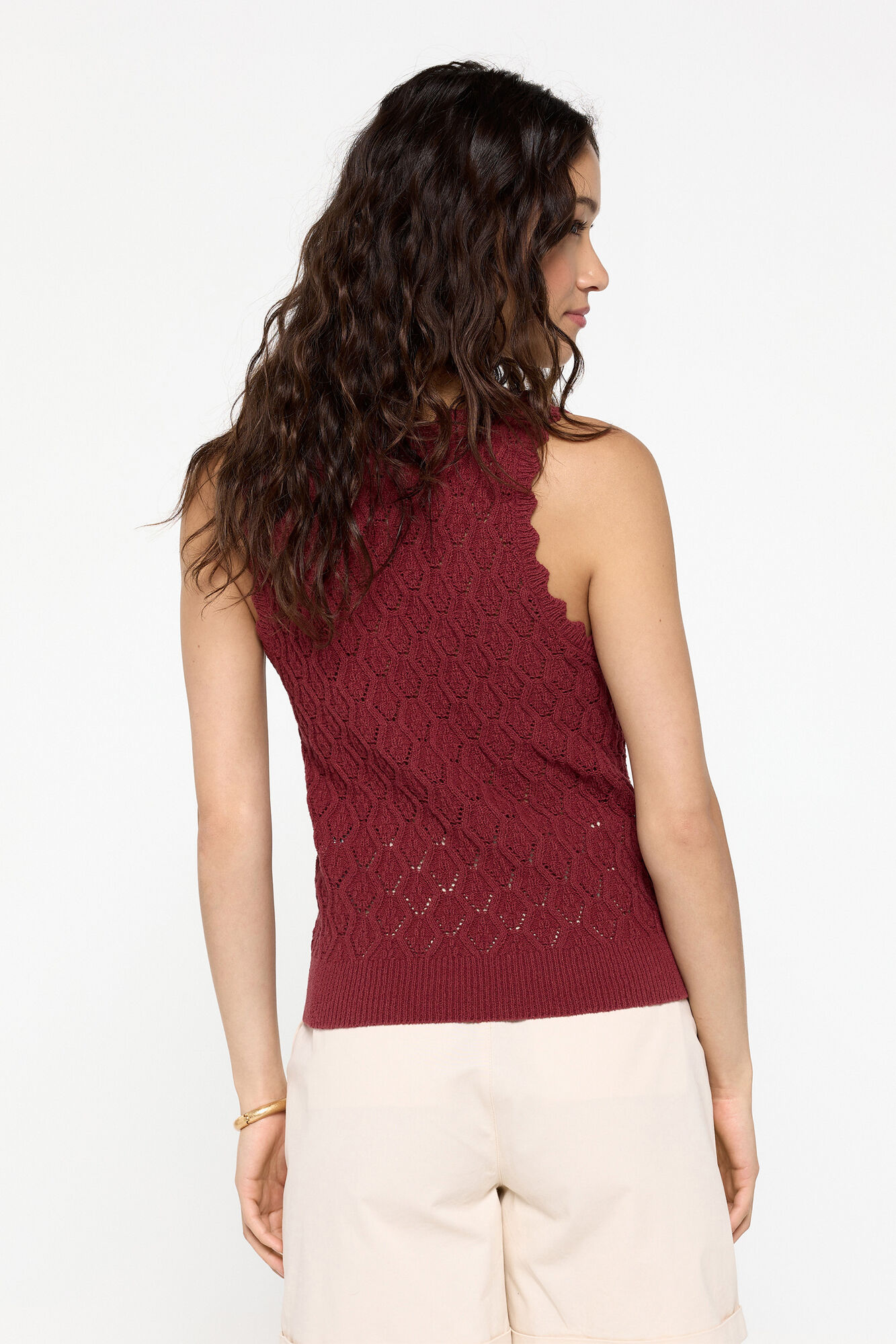 Milano Top de tirantes tricot calado Rojo/Coral