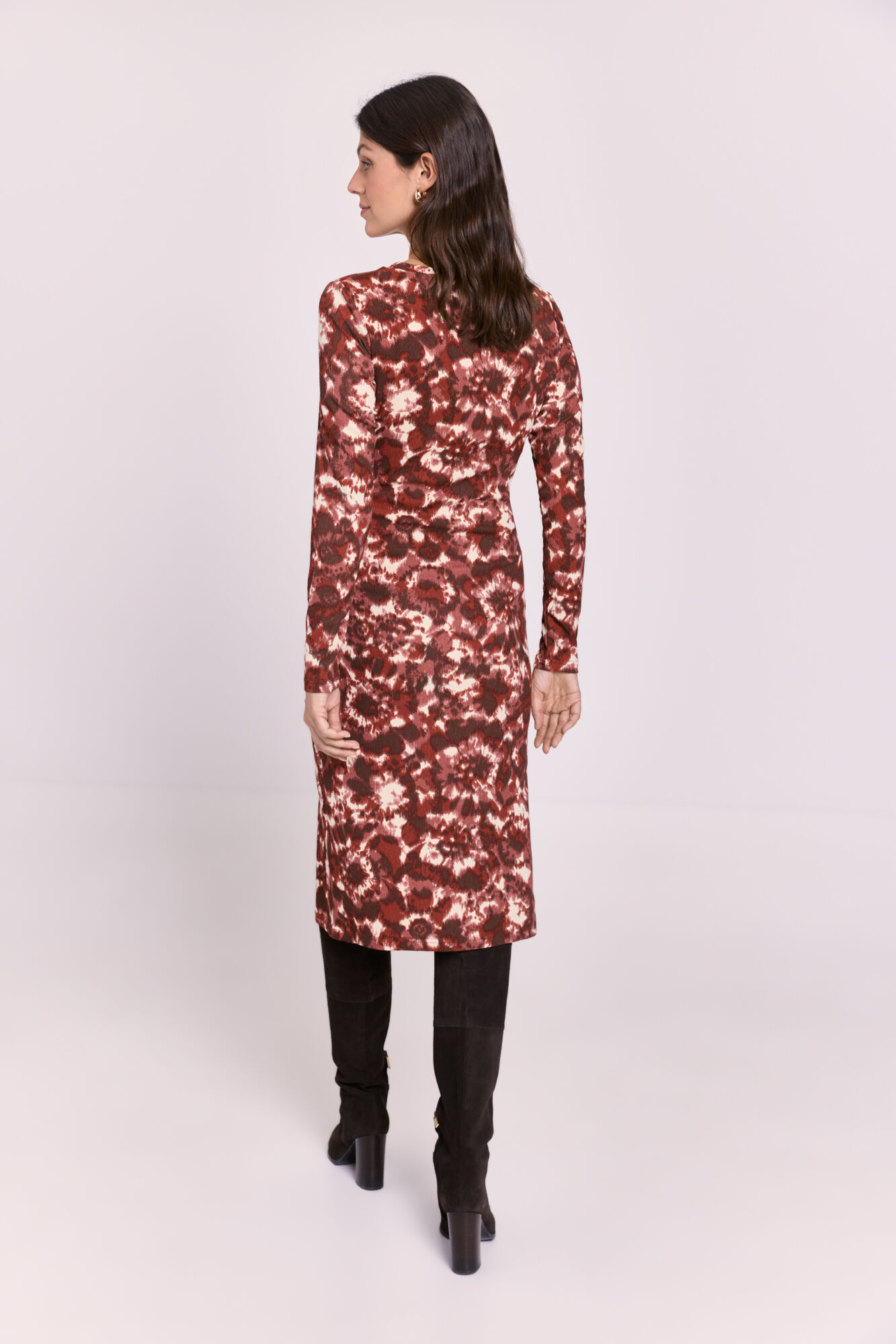 Milano Vestido drapeado estampado Vino