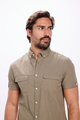Milano Camisa de popelín liso Kaki Oscuro