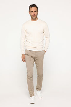 Fifty Outlet Suéter básico cuello redondo ajustado Beige
