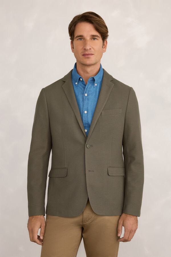 Milano Blazer de punto entallada Kaki