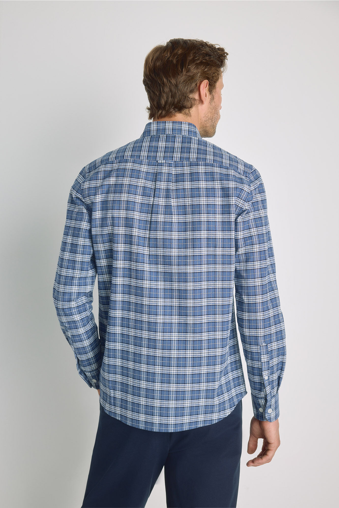 Milano Camisa de cuadros manga larga Azul Claro