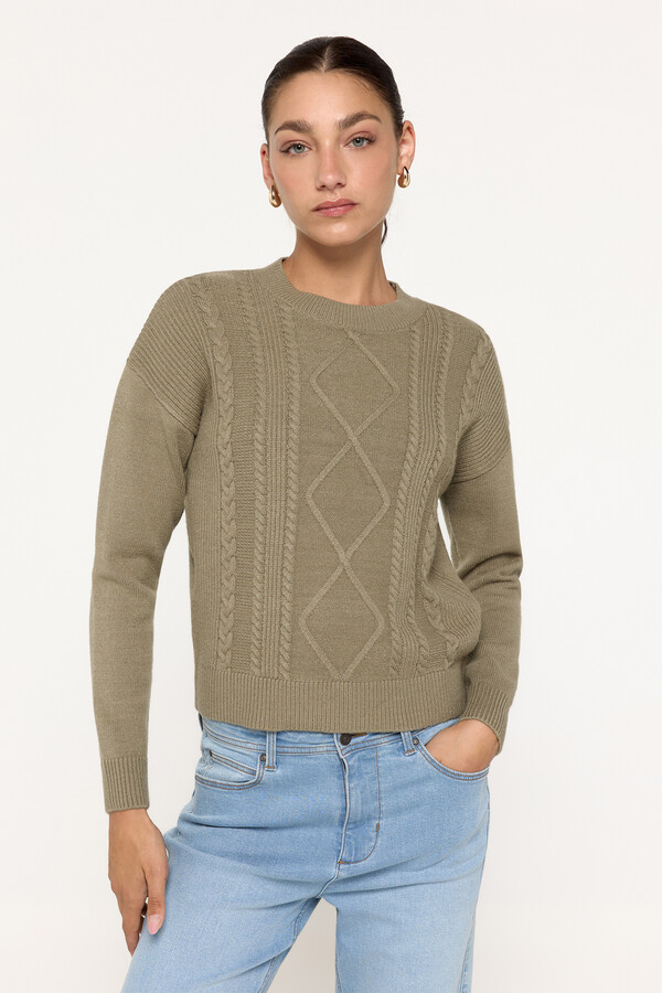 Milano Jersey con estructura de cables Kaki Oscuro