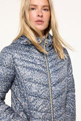 Fifty Outlet Abrigo acolchado de tejido estampado con capucha natural