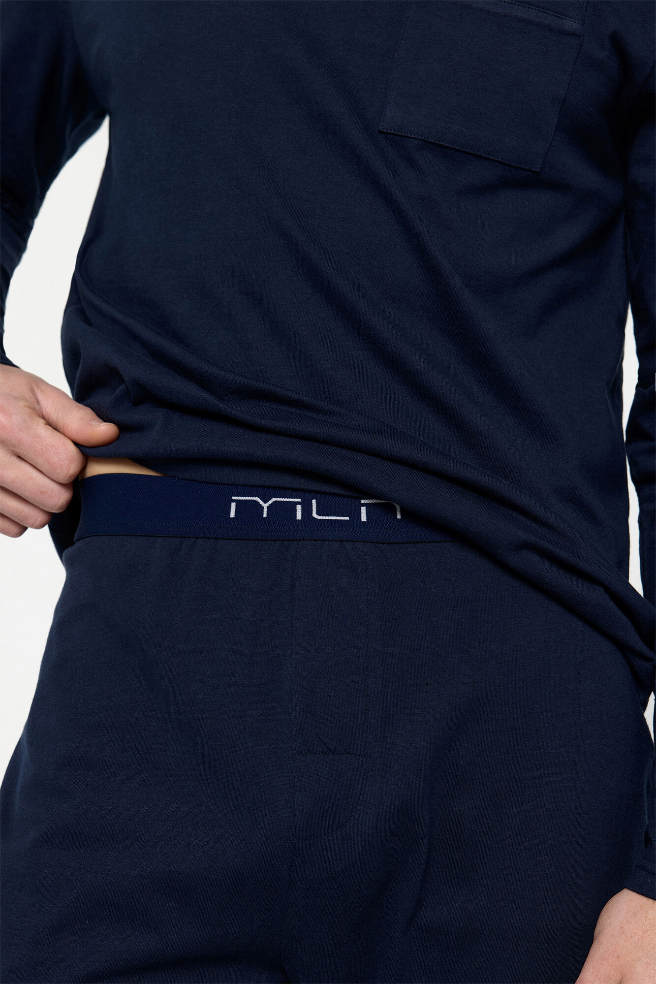 Milano Pijama largo single jersey monocolor Navy