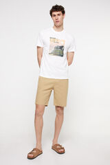 Fifty Outlet Bermudas aspecto lino. Tostado