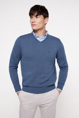 Fifty Outlet Jersey básico cuello pico Azul Oscuro