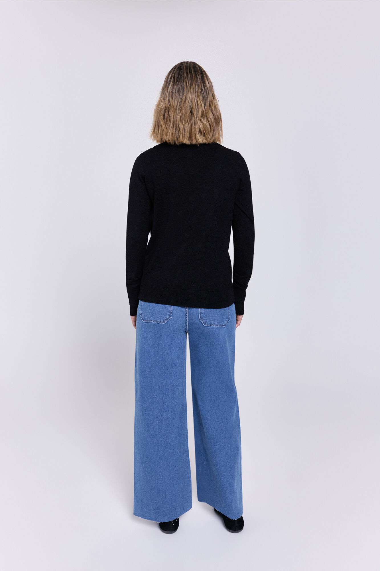 Milano Jersey de cuello de viscosa Negro