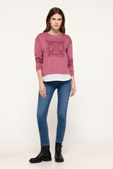 Fifty Outlet Sudadera estampada con faldón en el dobladillo Rosa