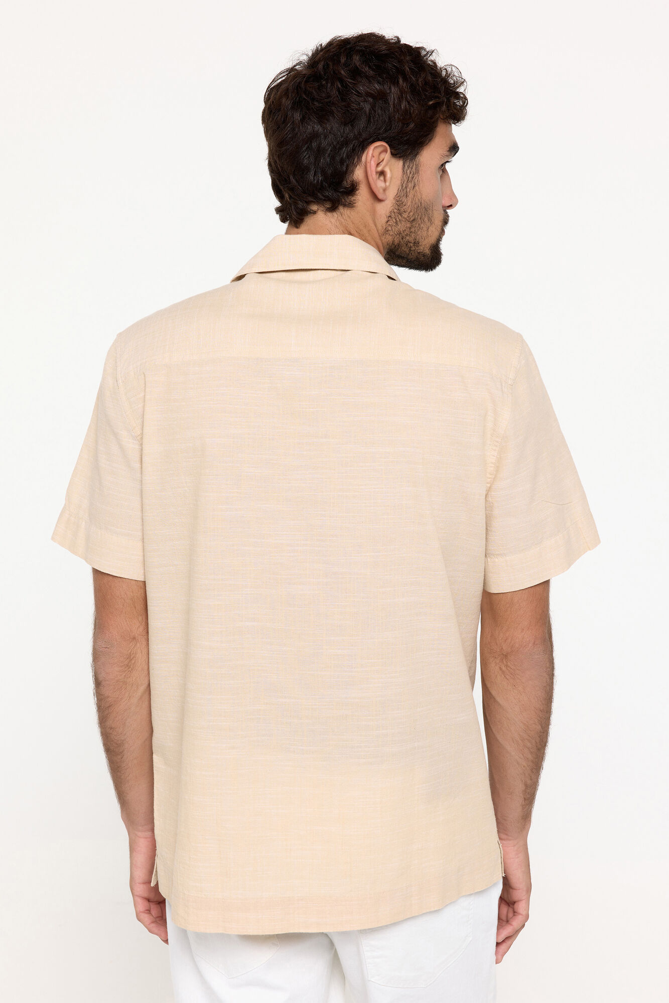Milano Camisa solapa bolsillos Beige