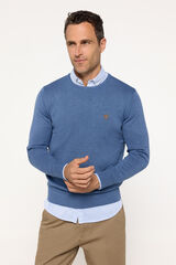 Fifty Outlet Suéter cuello redondo ajustado algodón Azul