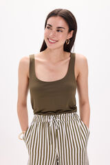 Fifty Outlet Playera elástica con tirantes anchos Kaki Oscuro