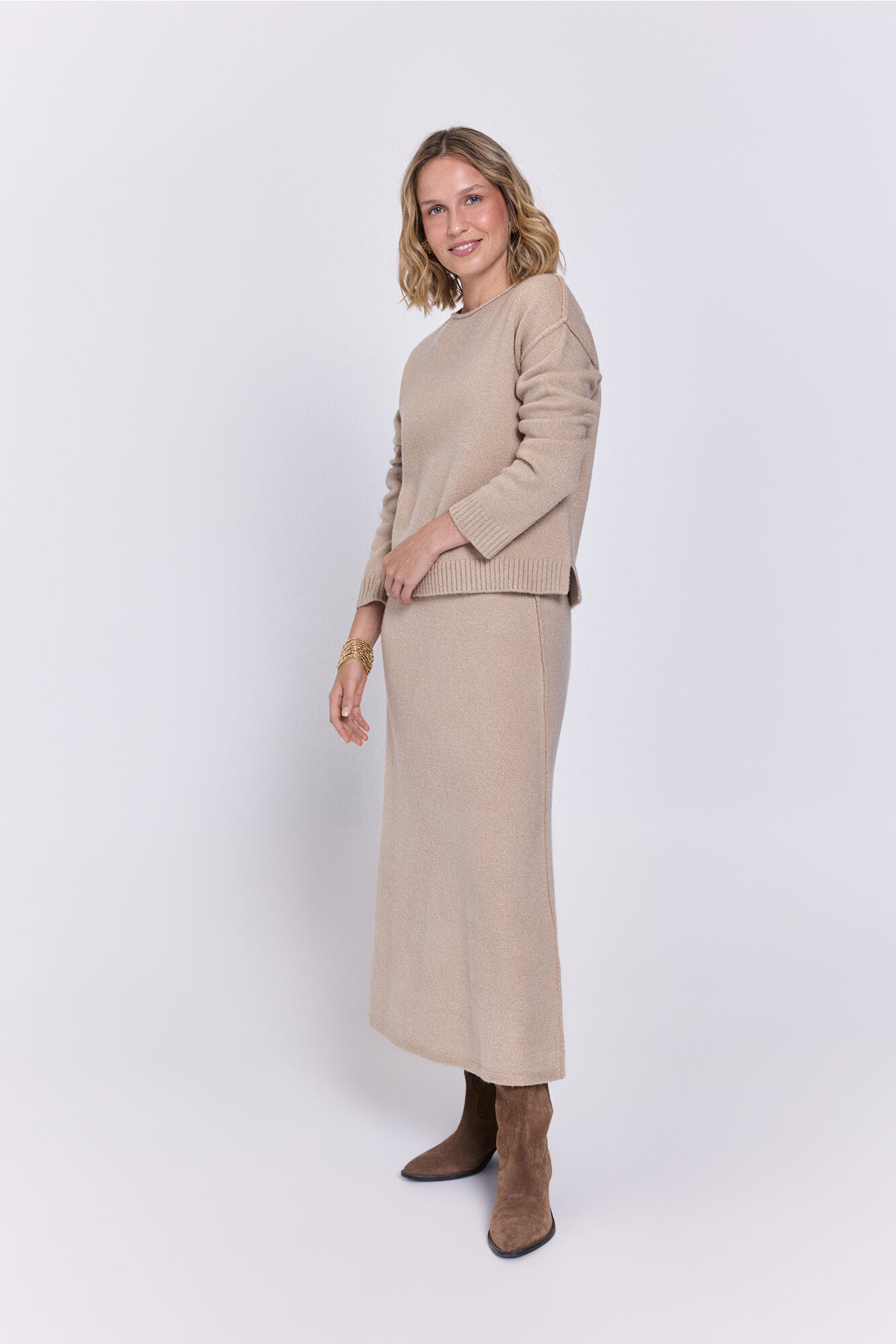 Milano Jersey estructurado de corte extragrande Beige/Claro