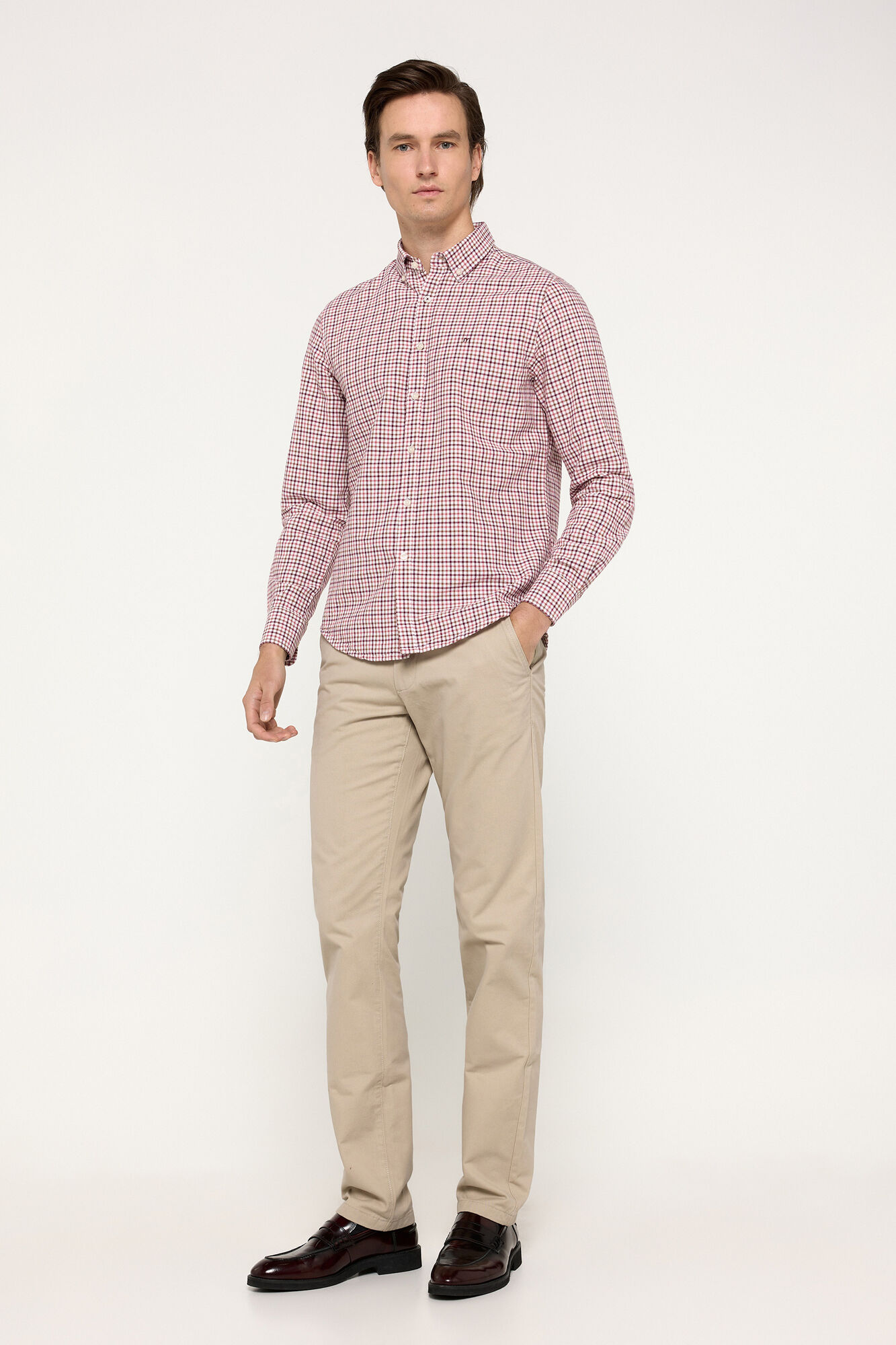 Milano Camisa Oxford Cuadros Granate