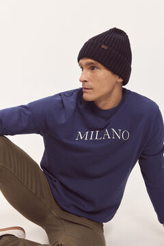 Fifty Outlet Sudadera Básica Patch Cuello Caja Azul Oscuro