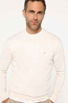 Fifty Outlet Suéter básico cuello redondo ajustado Beige