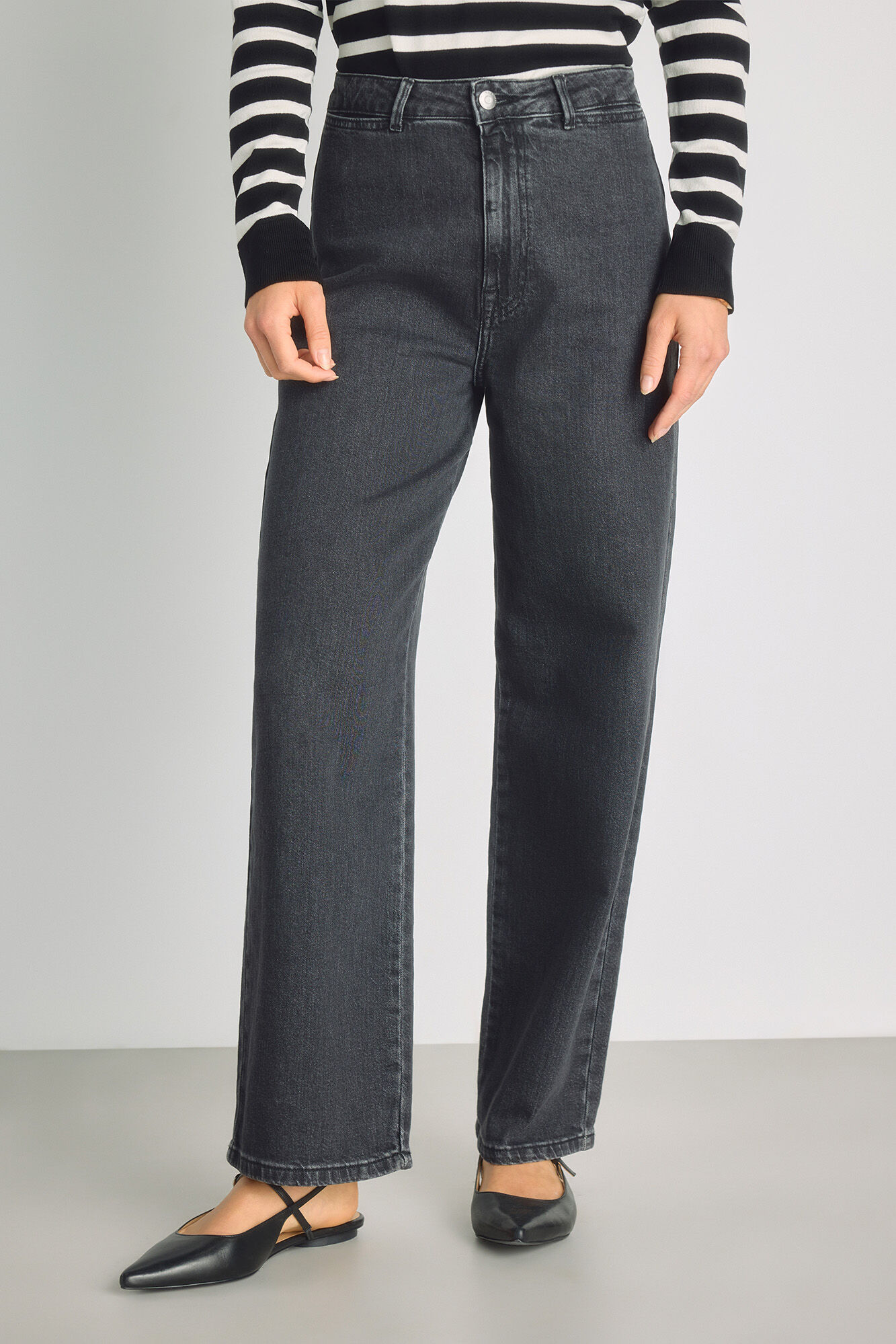 Milano Pantal&oacute;n de mezclilla ancho Gris Oscuro