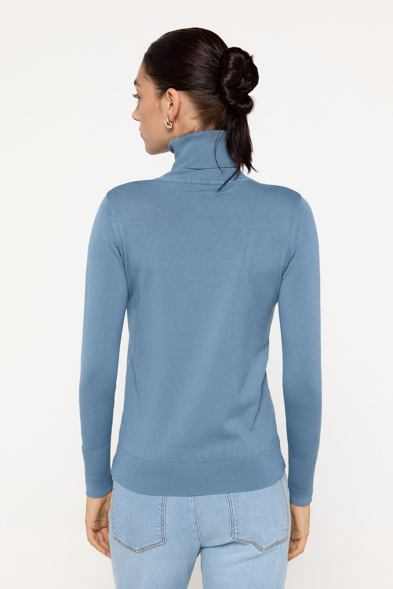 Milano Jersey b&aacute;sico cuello cisne entallado Azul