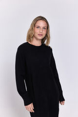 Milano Vestido corto de tejido con cuello redondo ajustado Negro