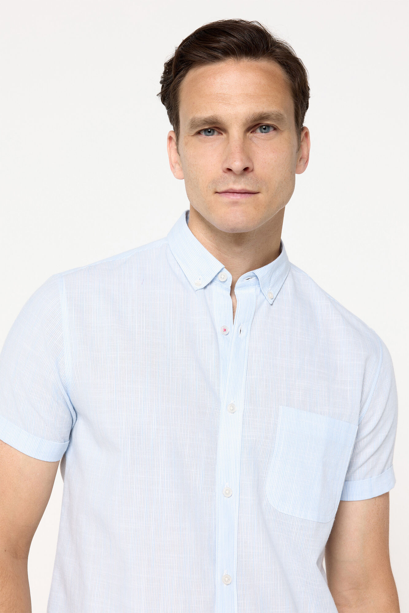 Milano Camisa sport a rayas de manga corta Azul