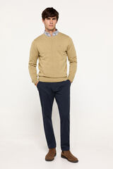 Fifty Outlet Suéter básico cuello redondo ajustado Dorado/ Mostaza