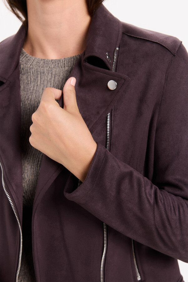 Milano Chamarra motera con efecto ante marrón Marrón Oscuro