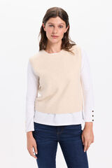 Fifty Outlet Chaleco de tejido con cuello redondo ajustado Beige