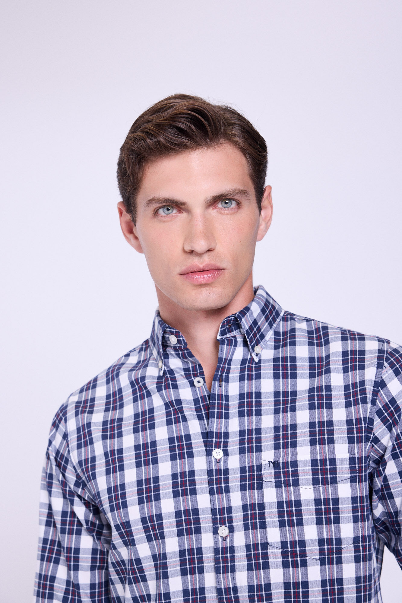 Milano Camisa a cuadros de corte relajado Navy