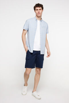 Fifty Outlet Camisa cuadros aspecto lino. Azul